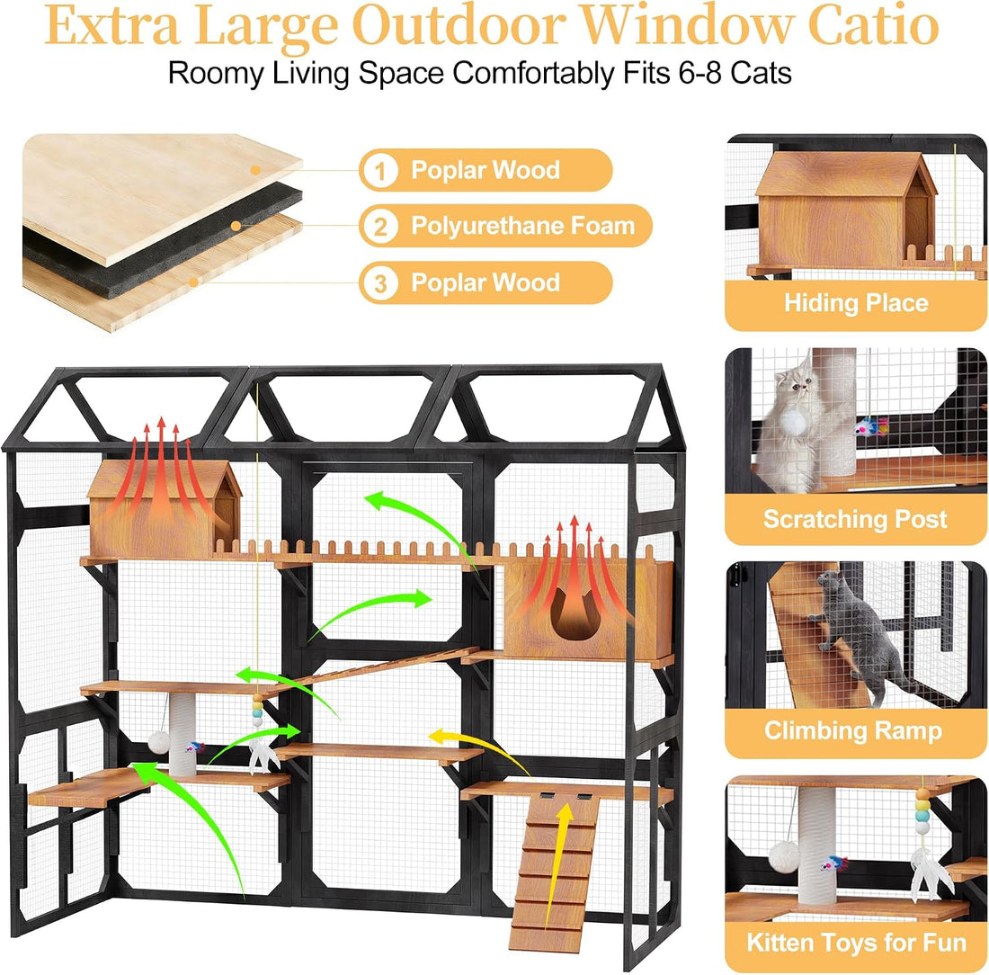 Trygoal Large Outdoor Cat Enclosure Wooden Catio