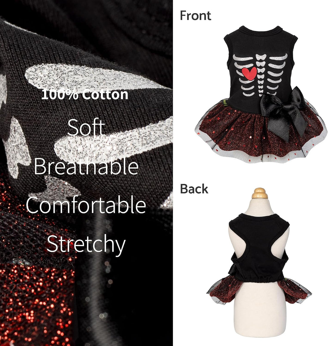 Fitwarm Halloween Skeleton Dog Dress, Funny Dog Halloween Costumes