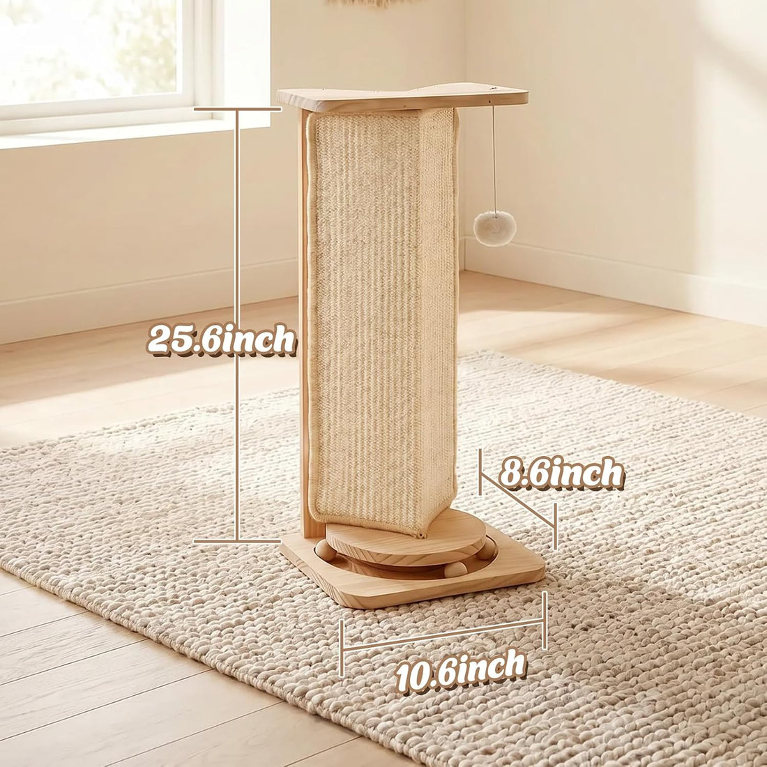 Couch Cat Corner Scratcher with with Interactive Ball Toys, 25''