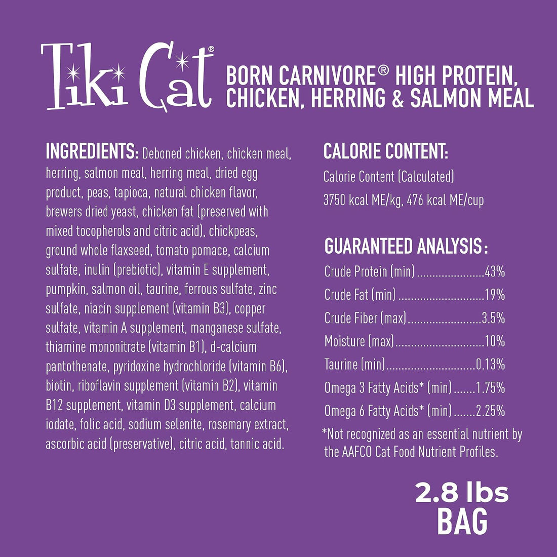 Tiki Cat Born Carnivore High Protein Dry Cat Food, Chicken