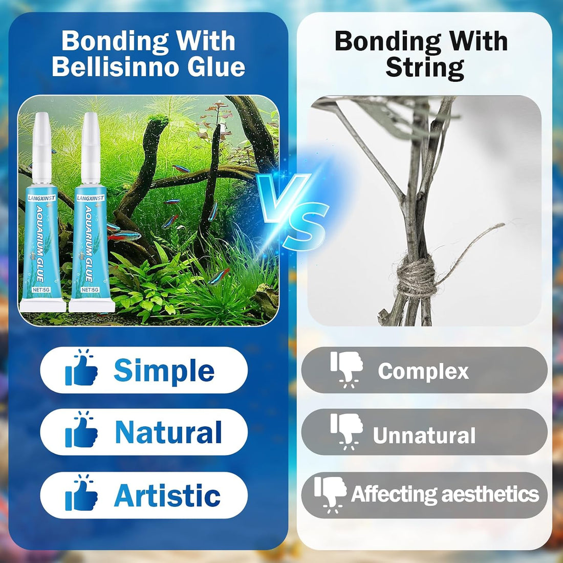 Aquarium Super Glue Gel Fish Safe for Coral, Moss and Plants