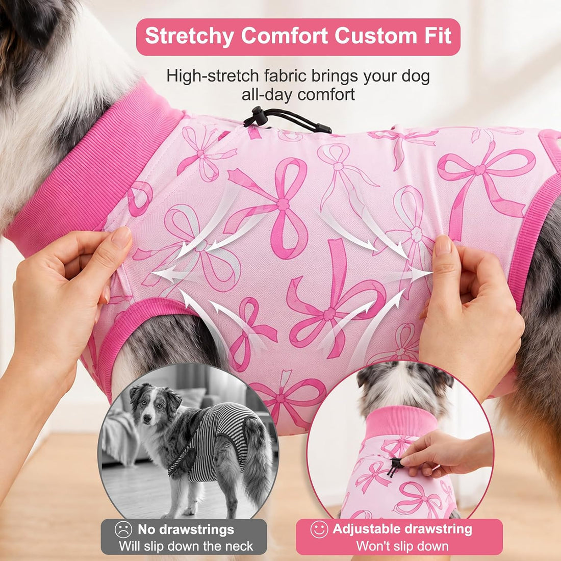 Glittme Dog Surgery Recovery Suit with Breathable Mesh for Female