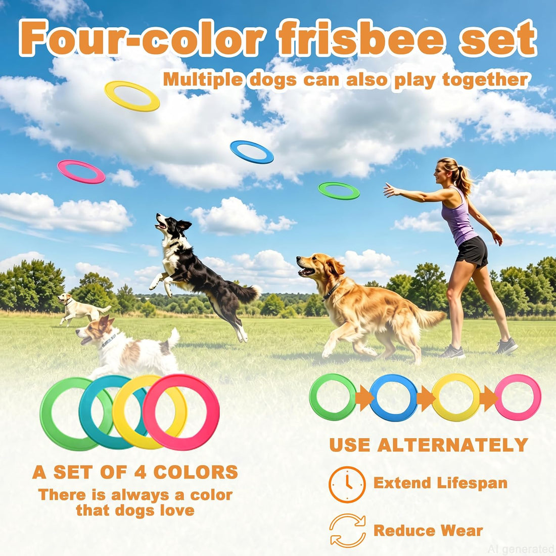 Dog Flying Disc, 2 Pack Dog Frisbee Toy Gift Set for Medium & Large