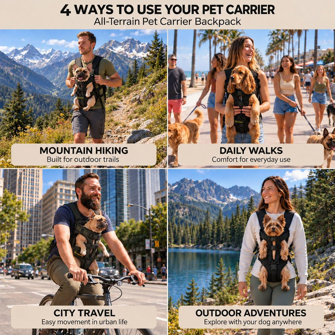 Dog Backpack Carrier for Small Dogs (Medium)