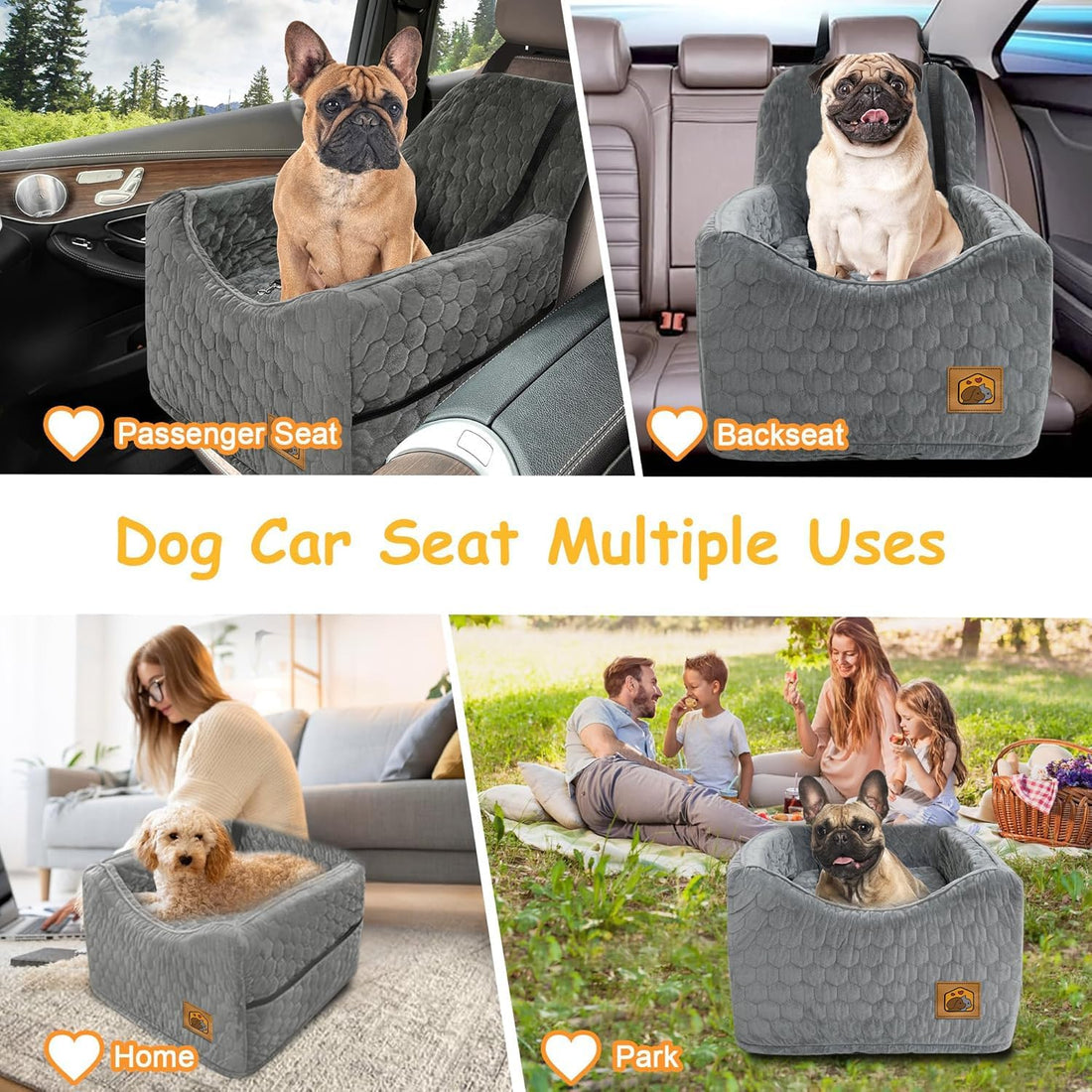 Memory Foam Dog Car Booster Seat