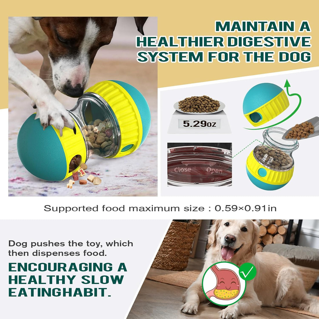 BSISUERM Dog Puzzle Toy Adjustable Treat Dispensing Ball Food