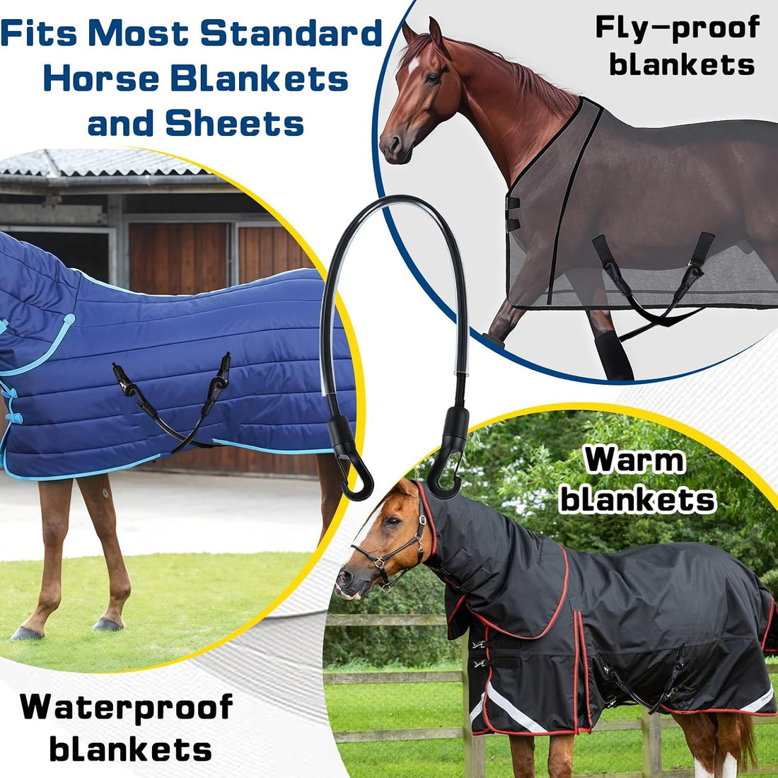 6-Pack Horse Blanket Leg Straps-Elastic Replacement Straps