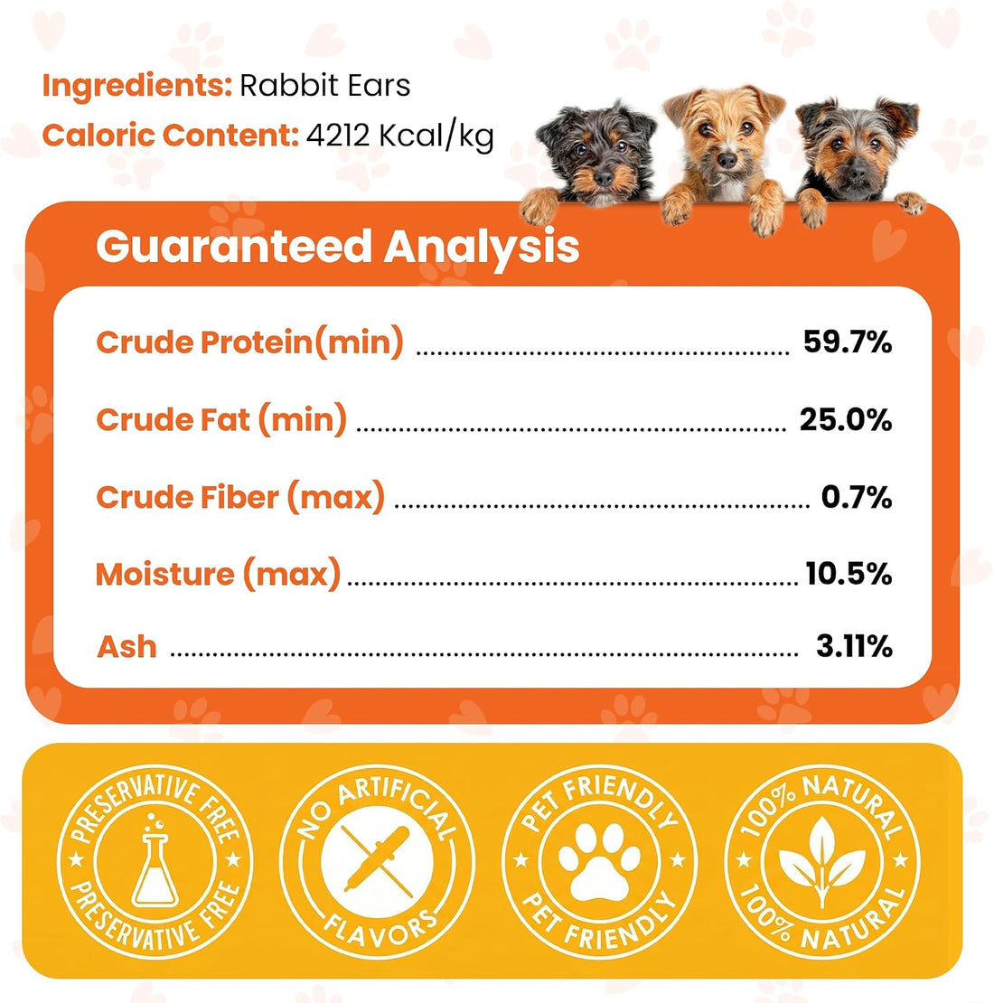 Scoochie Pet Rabbit Ears, Single-Ingredient Rabbit Treats, 25 Pack