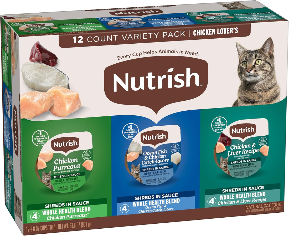 Nutrish Chicken Lover's Wet Cat Food Variety Pack, 2.8 oz Cup