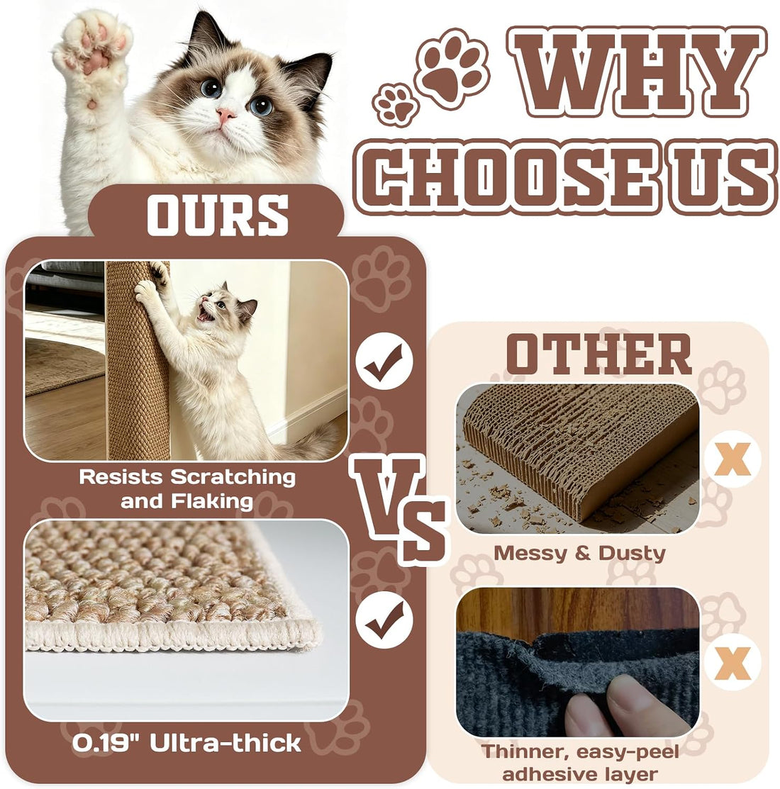 Door & Wall Corner Cat Scratcher, 19.68x7.8 Inch Scratch Pad for Cats