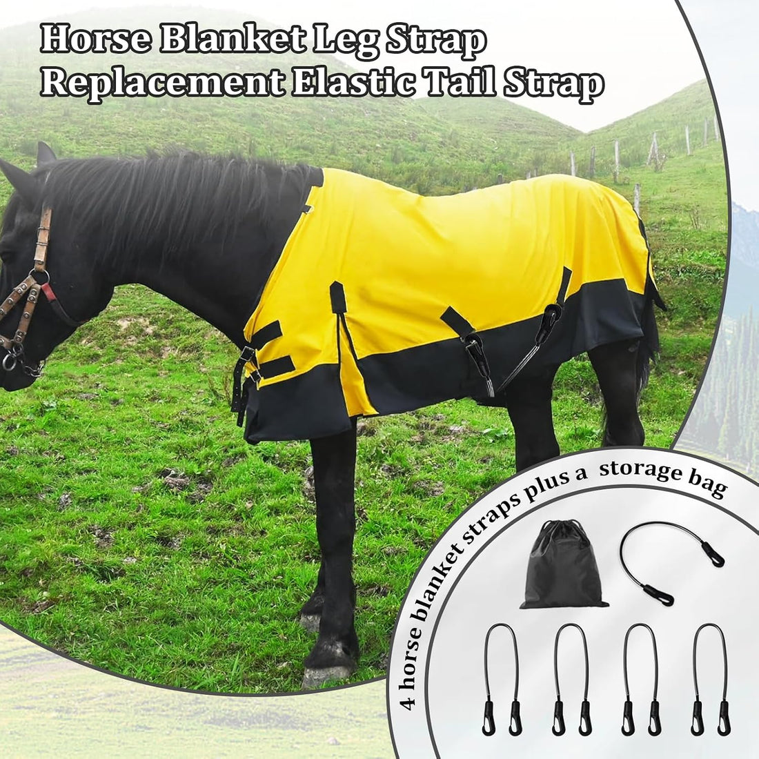 5 Pack Horse Blanket Straps Adjustable Elastic Tail Strap