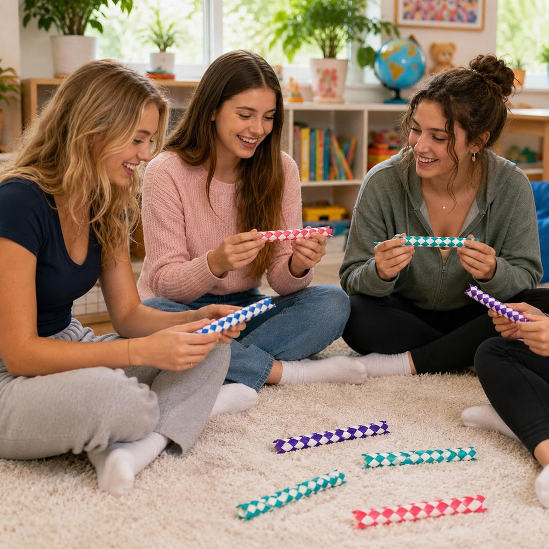 12 Pcs Chinese Finger Traps, Bamboo Finger Traps Pet Bird Chew