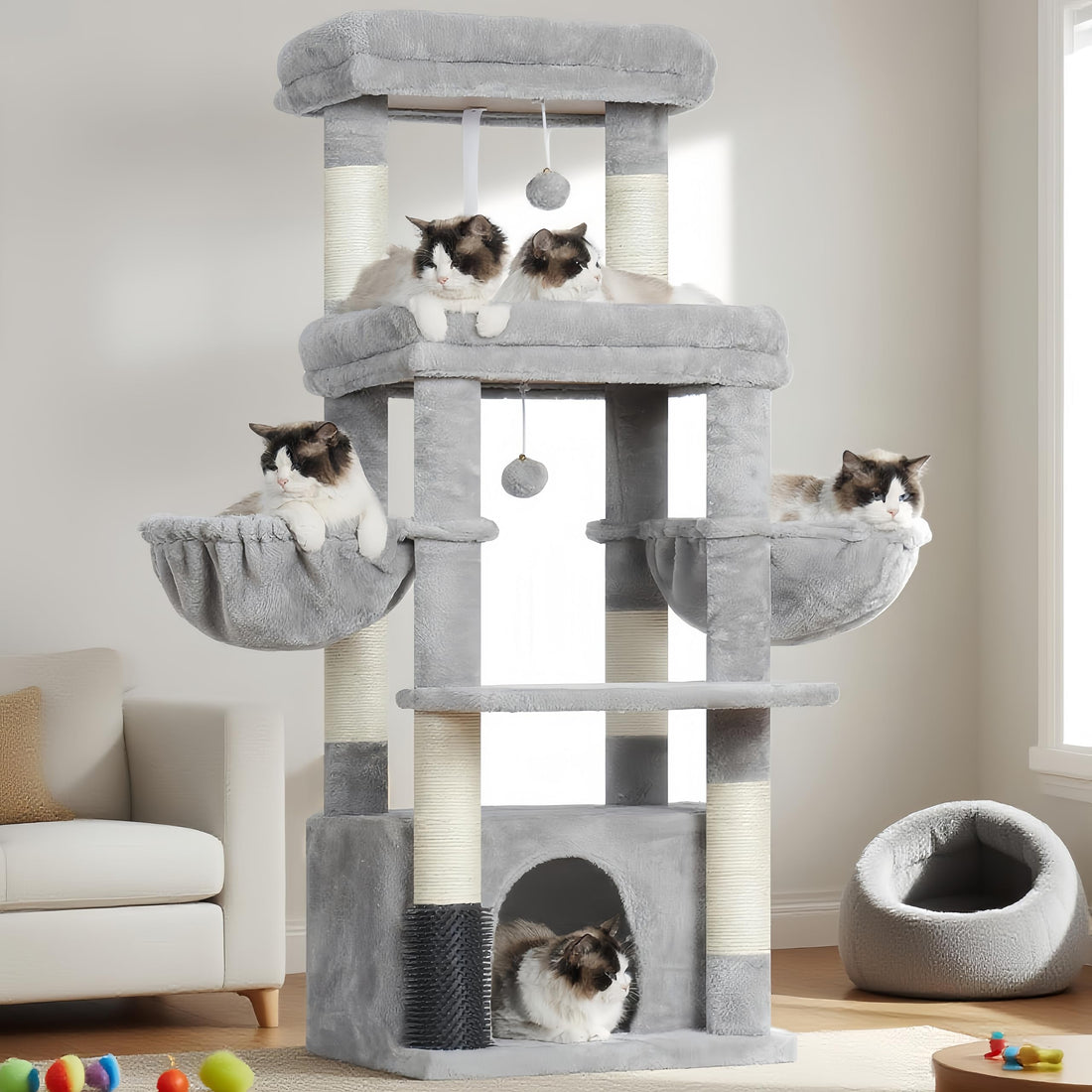 Hey-brother Cat Tree Tower, Scratching Posts with Extra Large Platform