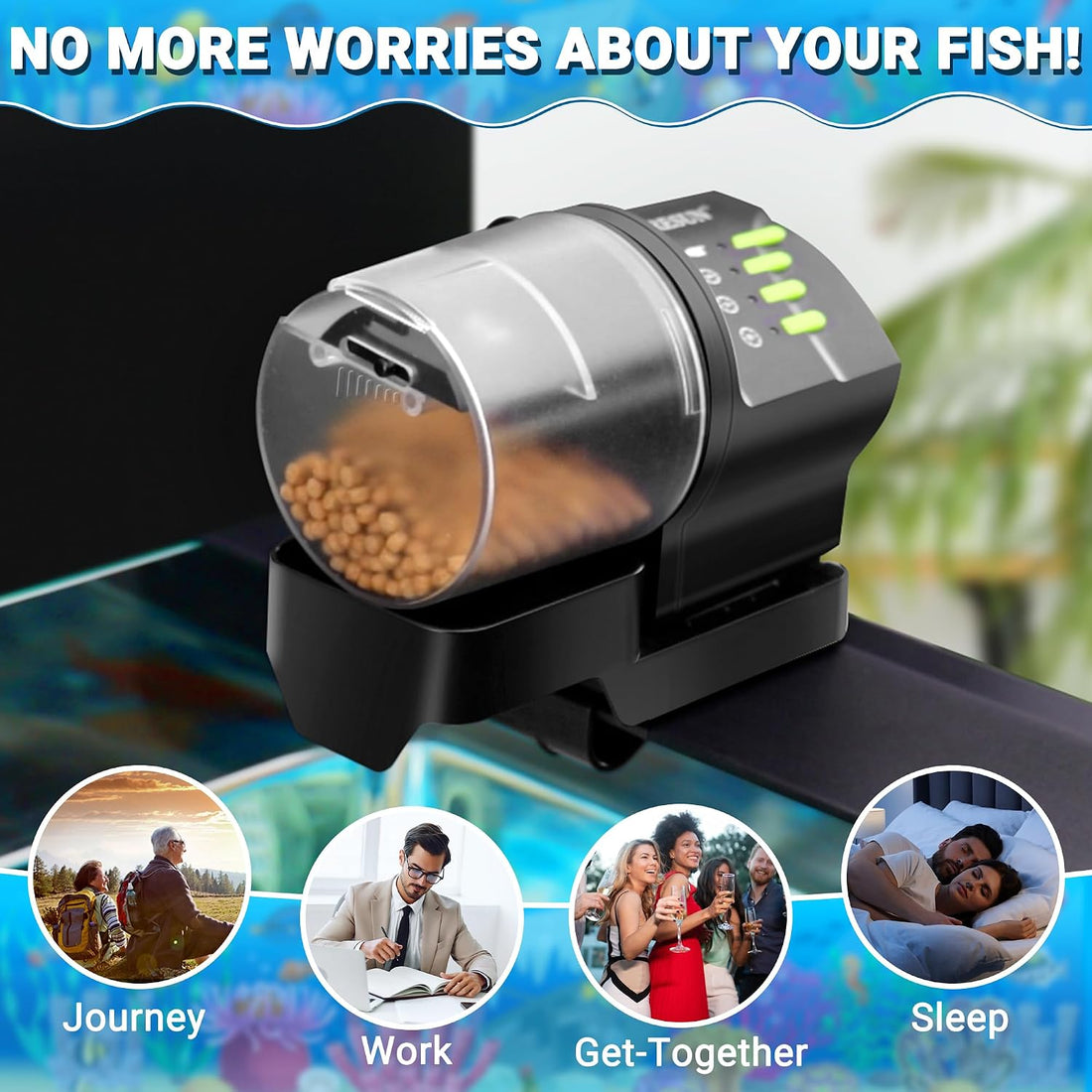 Ycozy Automatic Fish Feeder for Aquarium Auto Food Dispenser