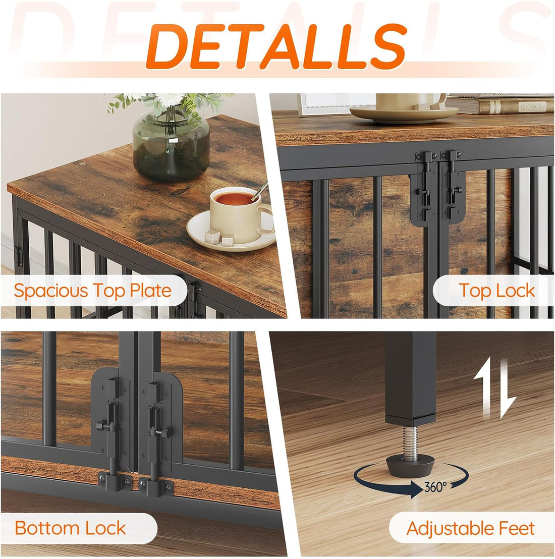 HOOBRO 38.6" Dog Crate Furniture, Wooden Dog Kennel Indoor
