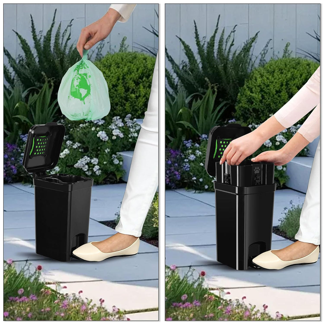 Dog Poop Trash Can, All-Black, 5-Liter