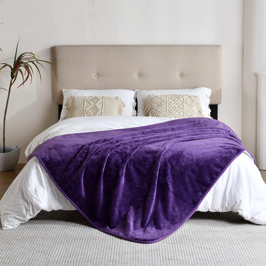 Soft Waterproof Blanket for Bed Couch Sofa, Dark Purple, 60x80inches