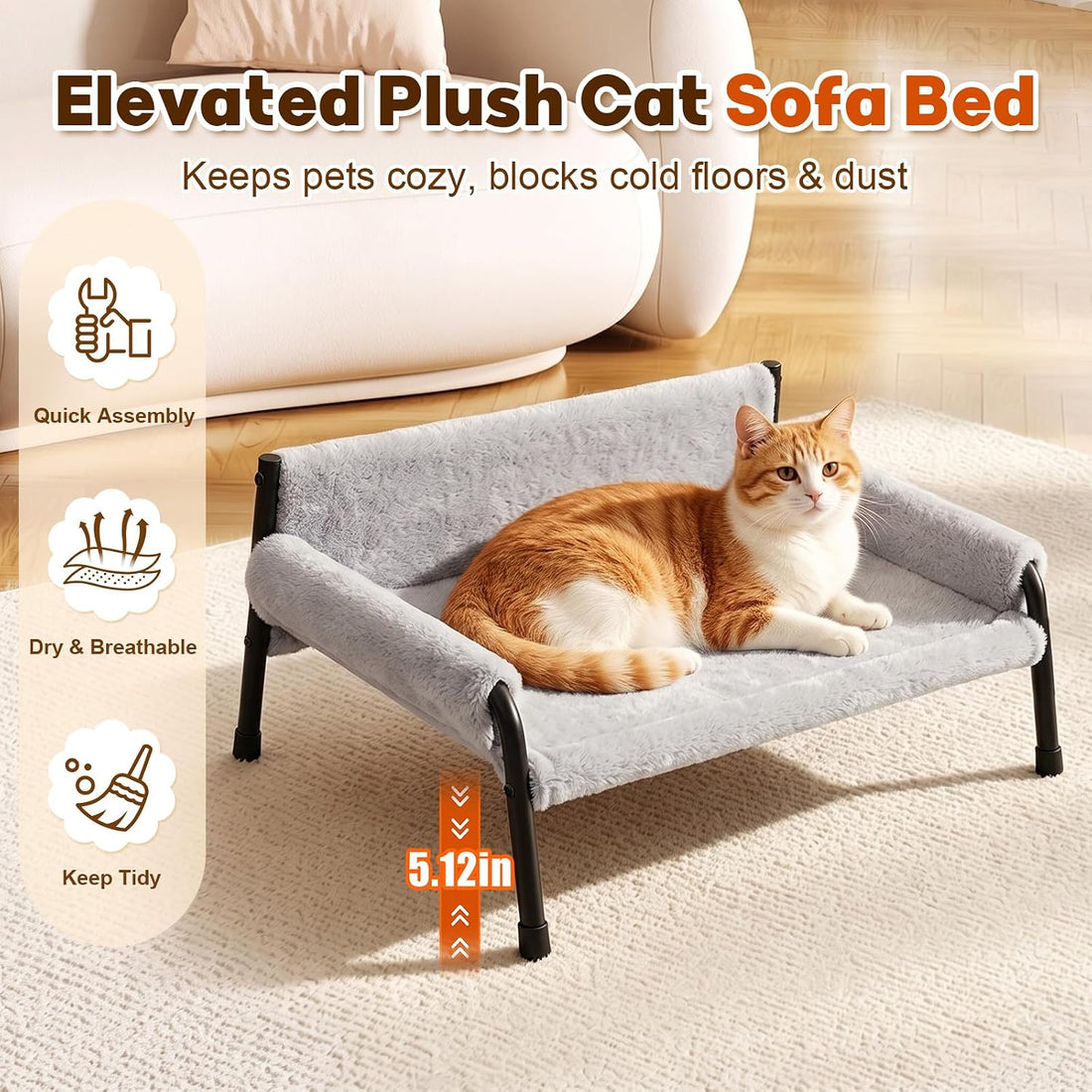 Elevated Cat Couch Bed for Indoor Cats
