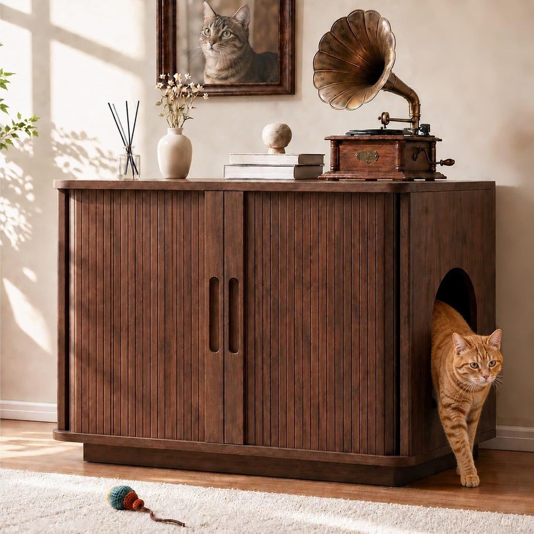 31.5" Litter Box Enclosure, Hidden Cat Furniture Cabinet