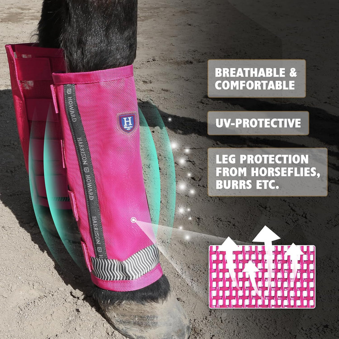 Harrison Howard Loose-Fitting Horse Fly Boots UV-Protective