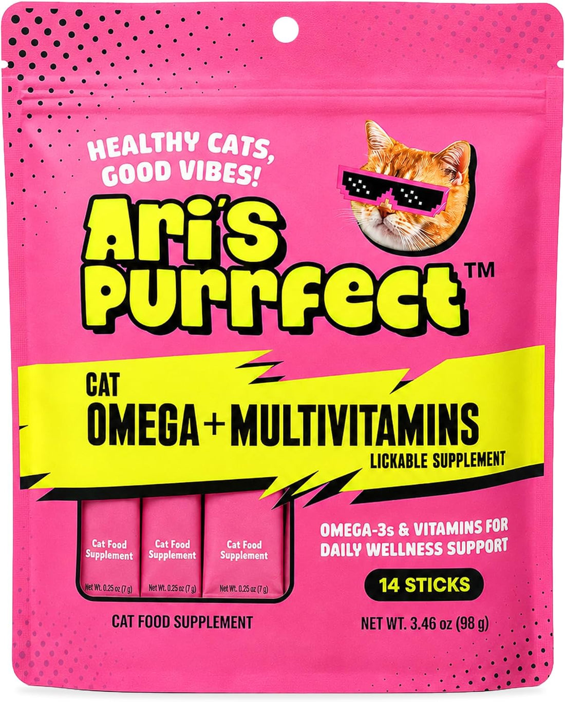 Lickable Cat Supplement Sticks for Skin & Coat