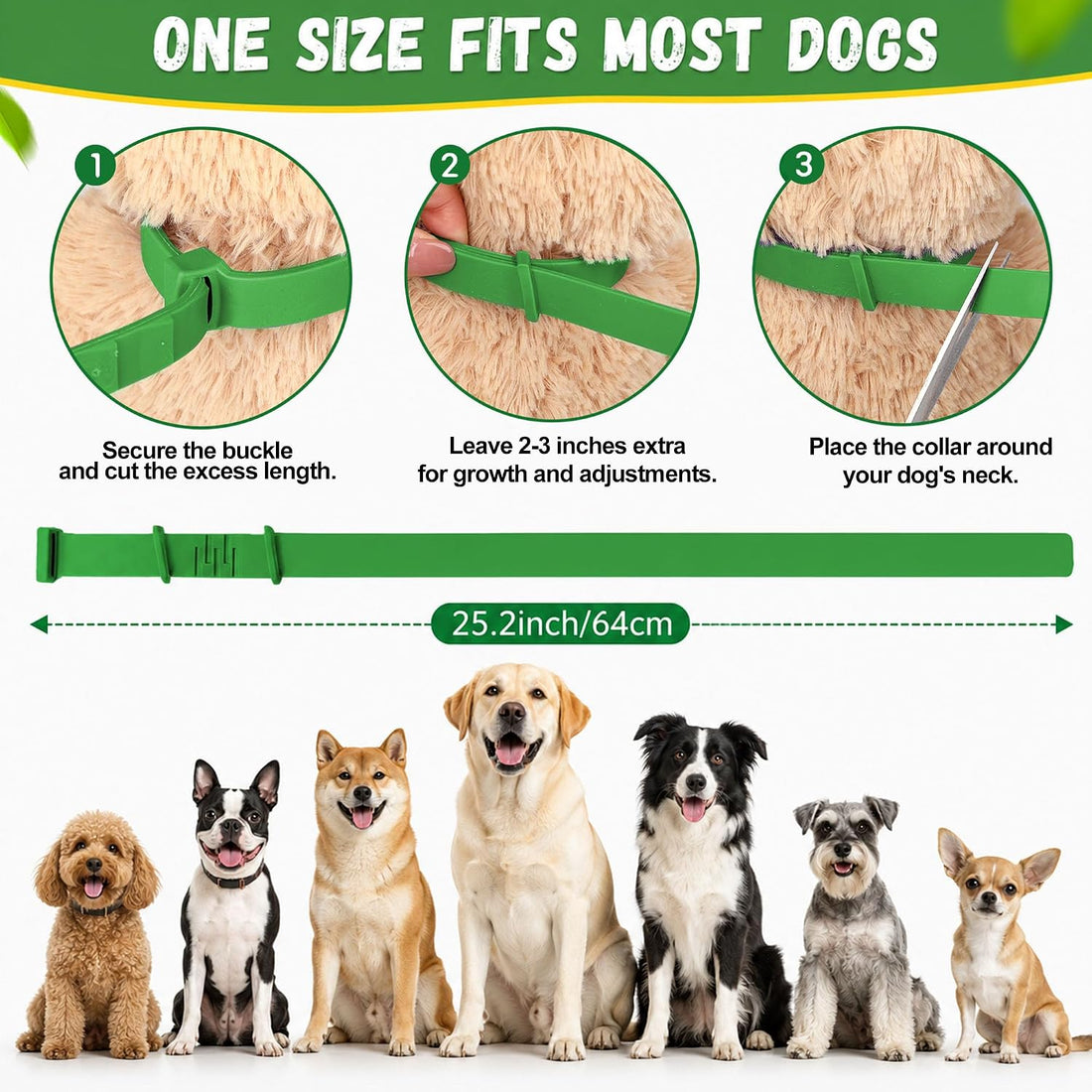 4 Pack Dog Flea Collars for Small Medium Large Dogs, Adjustable