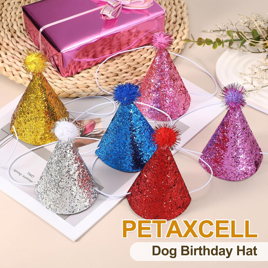 Dog Birthday Hat, Mini Small Dog Hats Cat Cobalt Blue, 2 Pcs