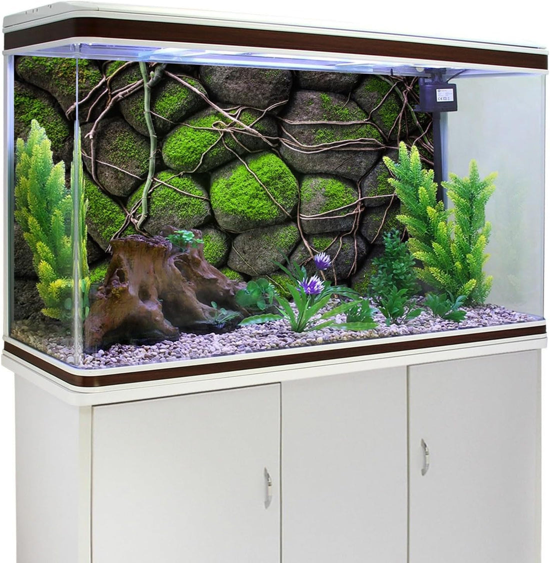 24x12 in Mossy Stone Wall Aquarium Backdrop Rock Fish Tank Background