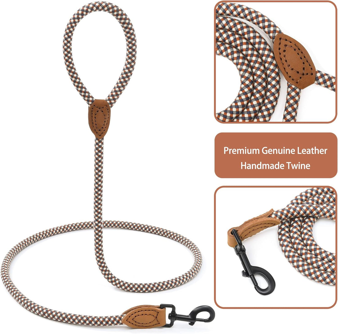 Mile High Life Rope Leash with Genuine Leather Connection
