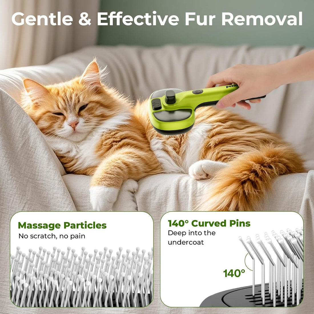 Pecute Cat Steam Brush, Self-Cleaning Steam Cat Brush with 2 Water