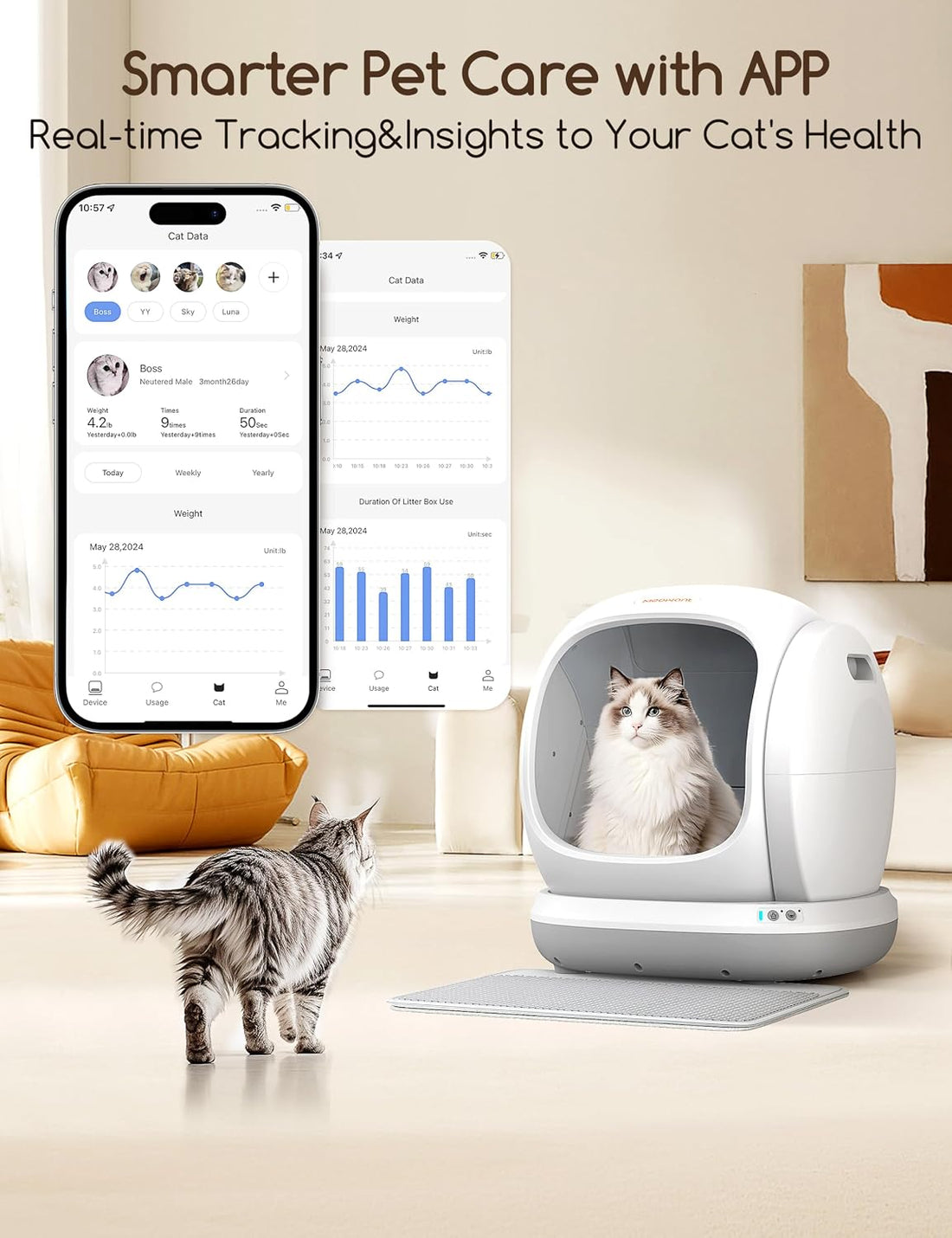 Meowant 75L Extra Large Automatic Litter Box Self Cleaning