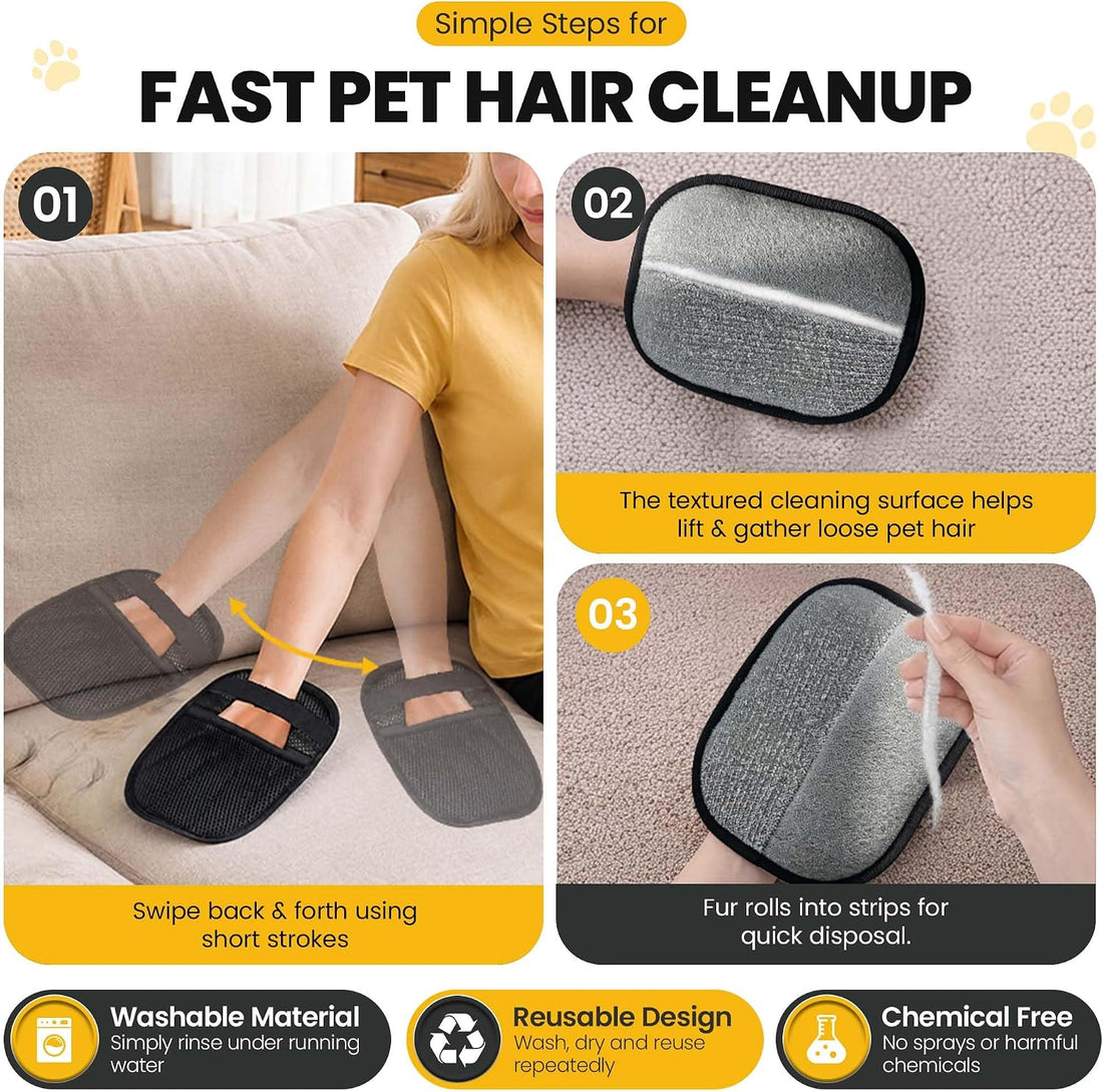 2 Pack Pet Hair Removal Glove with Pet Hair Roller 40 Sheets