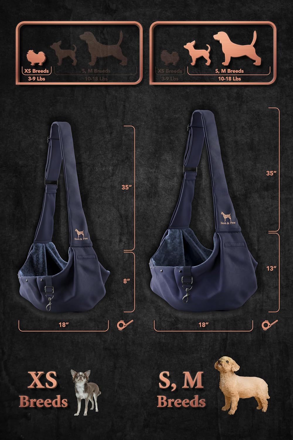 Noah & Paw Dog Sling Carrier for Small Dogs & Cats with Adjustable