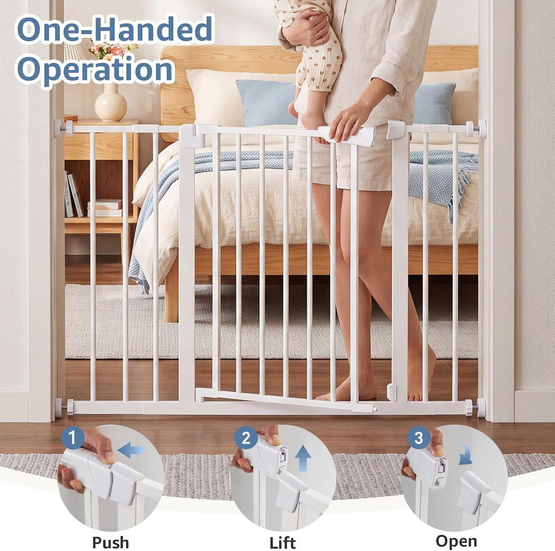 DUMOS 30-40.5" Baby Gate for Stairs & Doorways, Auto Close