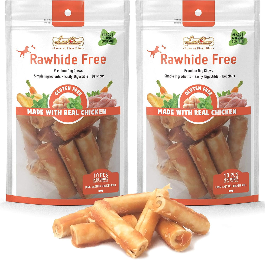 LuvChew Gluten Free Rawhide Free Dog Chew Chicken Rolls Mini 2.5"