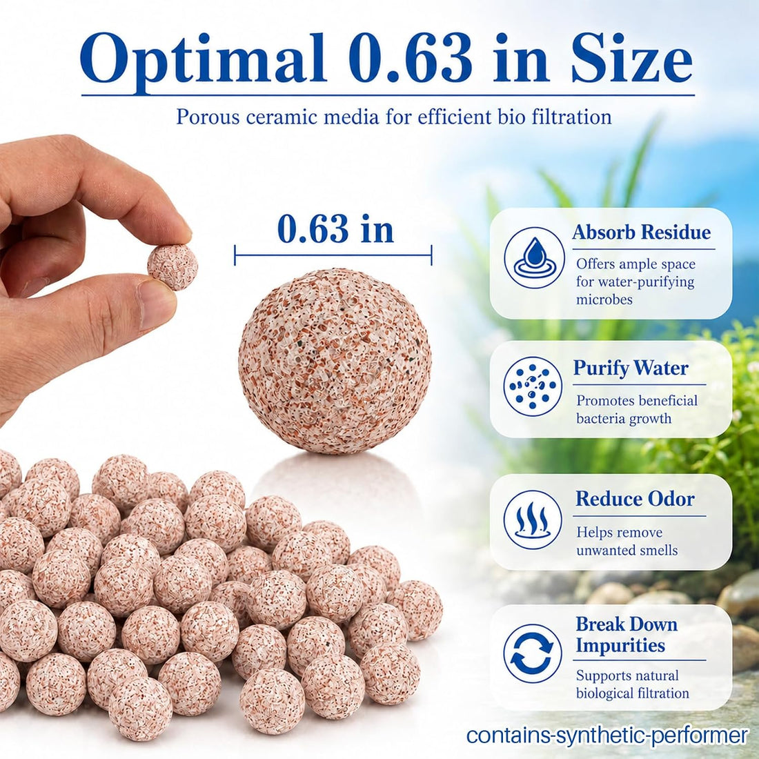 Sukh 15oz Ceramic Bio Balls - Aquarium Fish Tank Filter Media