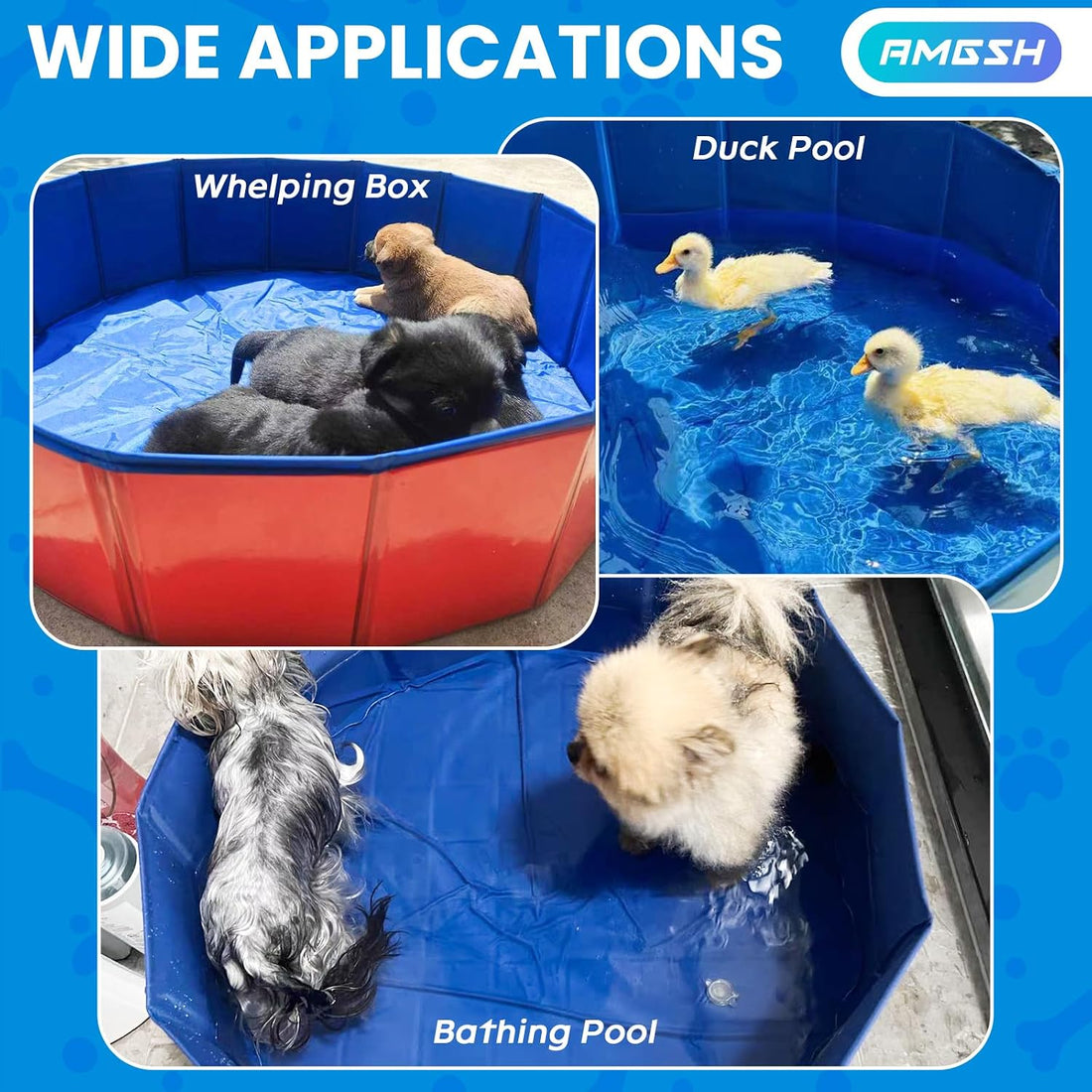 Large Foldable Dog Swimming Pool Pool, Whelping Box, 47.2" x 11.8"