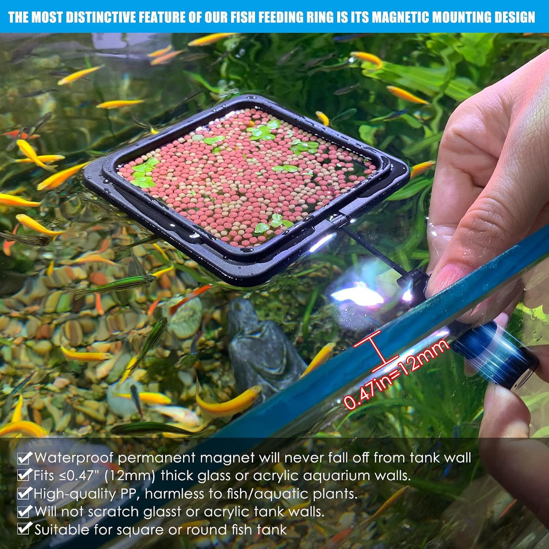 Magnetic Fish Feeding Ring, Floating Aquarium Feeder Ring for Fish