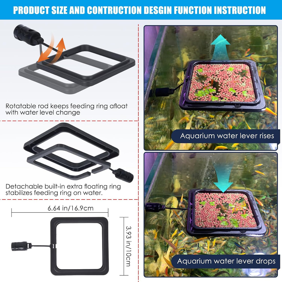 Magnetic Fish Feeding Ring, Floating Aquarium Feeder Ring for Fish