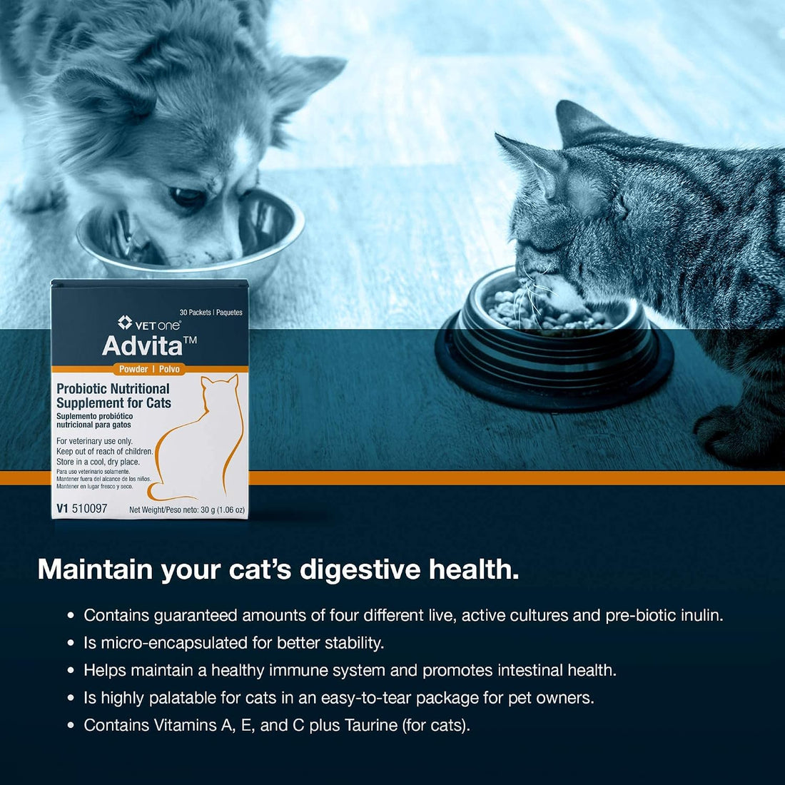 VetOne Advita Powder Probiotic Nutritional Supplement for Cats