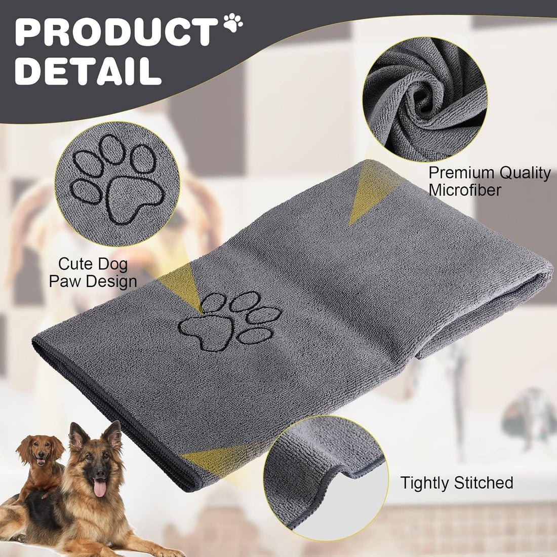 Chumia 4 Pcs Dog Towels for Drying