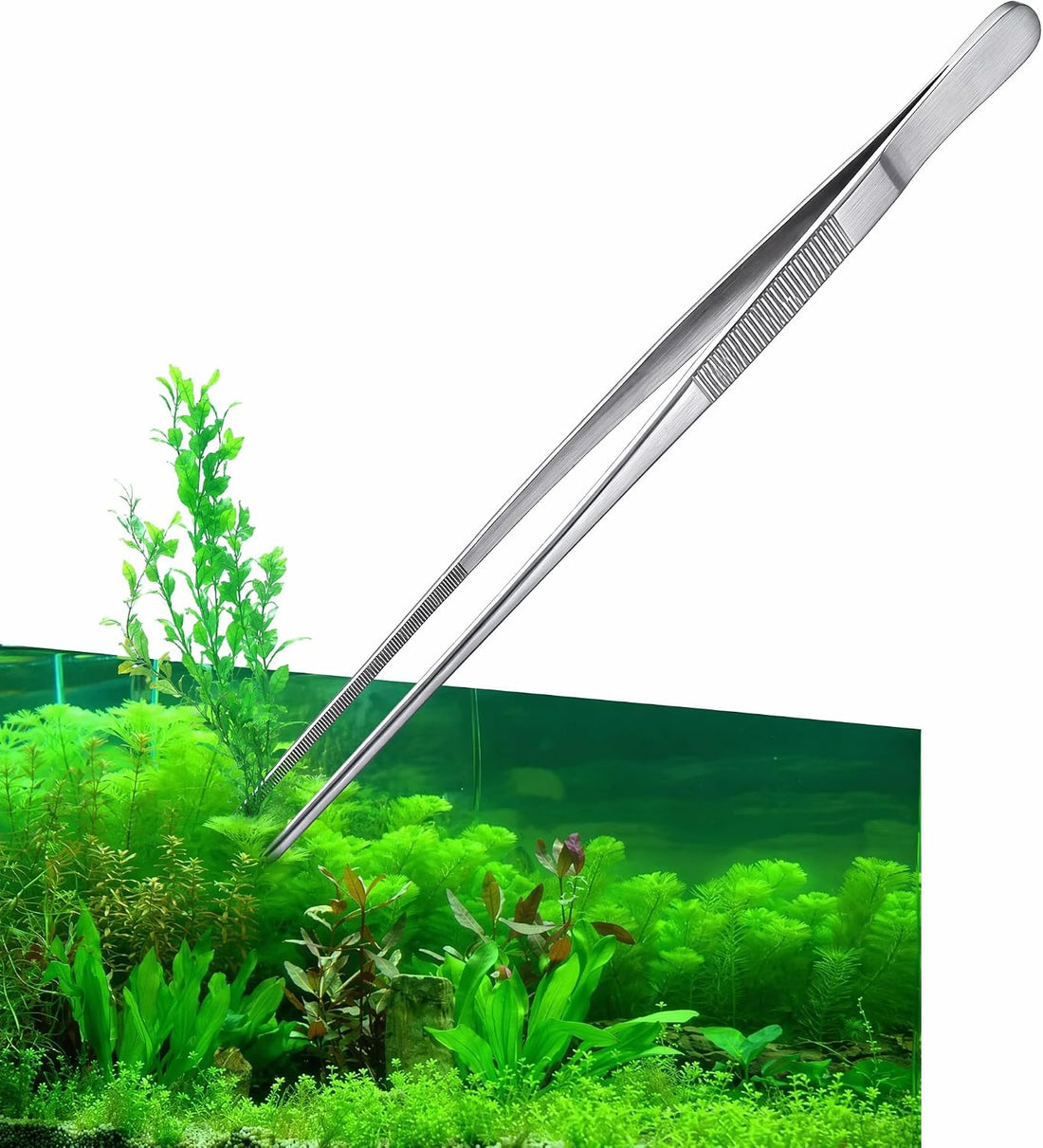 18.5 Inch Extra Long Aquarium Tweezers, 1 Pc, Stainless Stee (Curved))