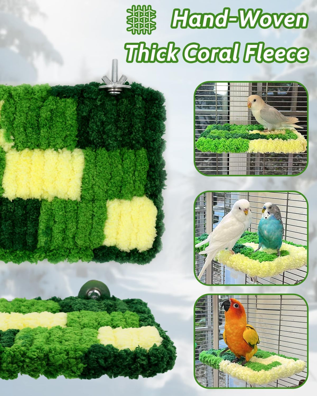 Warm Coral Fleece Bird Perch, Soft & Gentle for Sensitive Feet