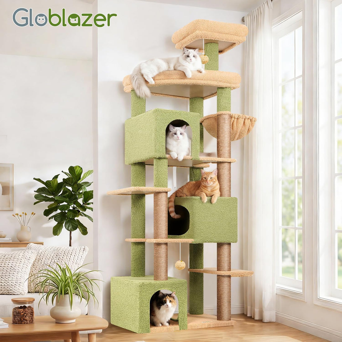 Globlazer Cactus Large Cat Tree for Large Cats, Tall Sturdy Cat Tower