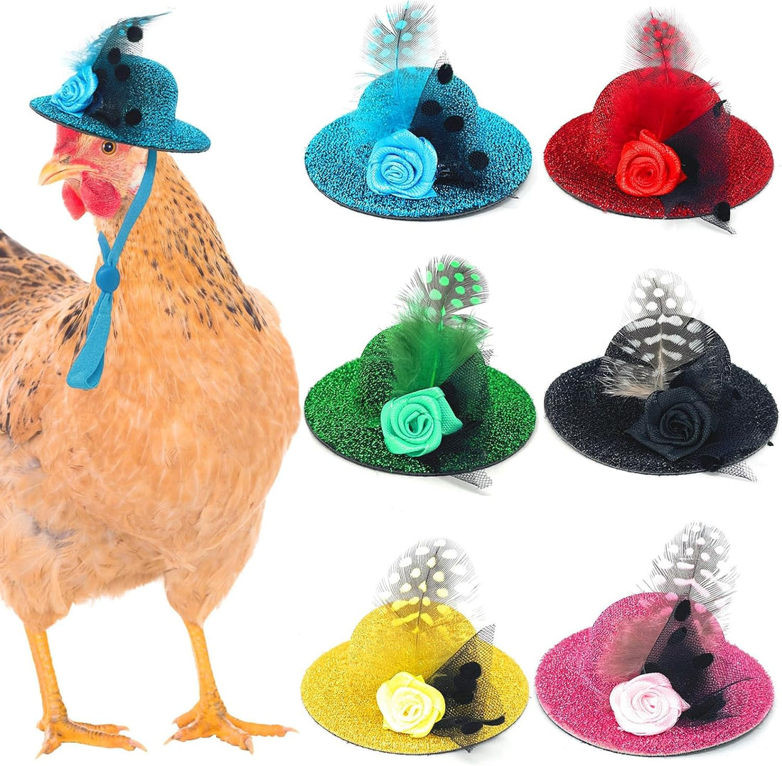 6-Pack Mini Chicken Hats for Hens, Dolls Hats, Cute Decorations