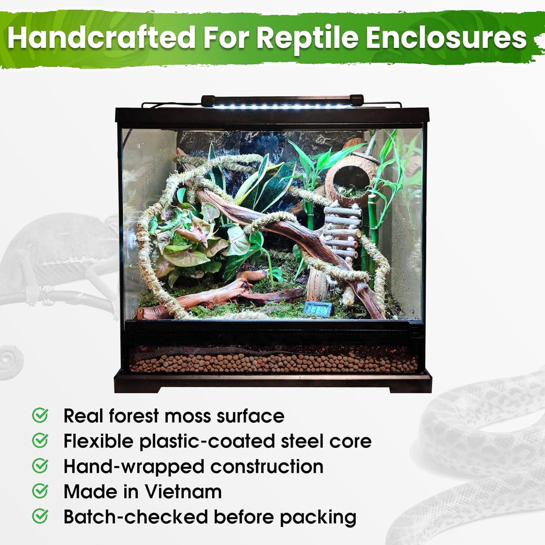 Duspro 10FT Reptile Vines for Climbing, Bendable Branch for Reptile