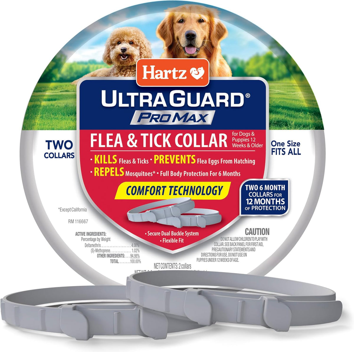 Hartz UltraGuard ProMax Flea & Tick Collar for Dogs I 12 Months