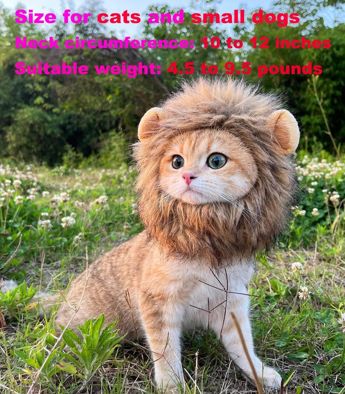 Lion Mane Wig for Cat Costume Pet Adjustable Washable Comfortable