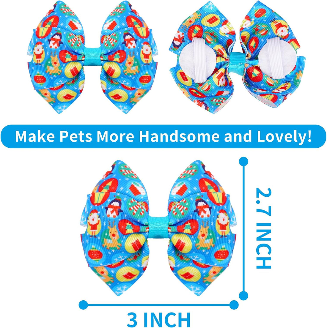 12PCS Christmas Dog Bowties Collar Attachment Sliding for Small