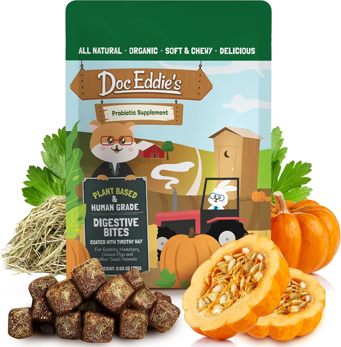 DOC EDDIE'S Digestive Bites - Plant-Based Small Animal Treats